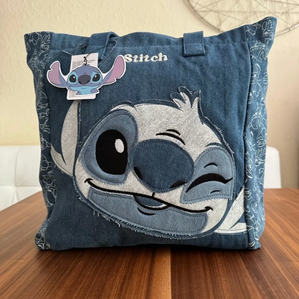 NWT Stitch large denim Tote zip top - Picture 1 of 5